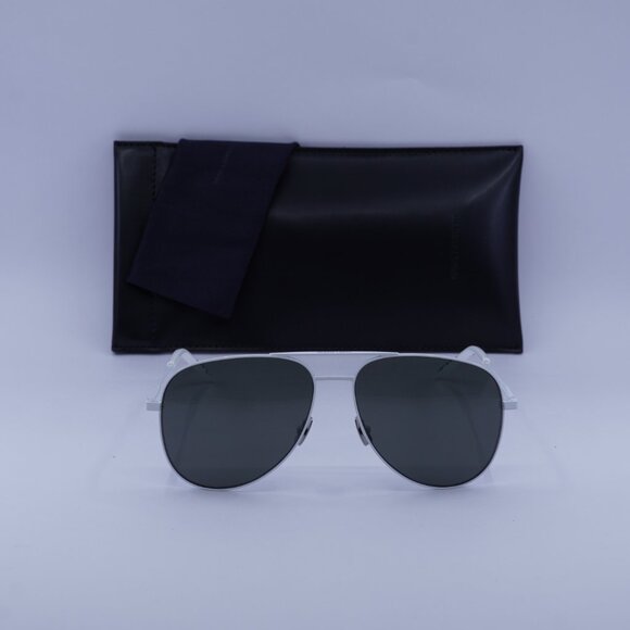 Saint Laurent CLASSIC11 038 Aviator Sunglasses - White/Grey - Picture 3 of 9